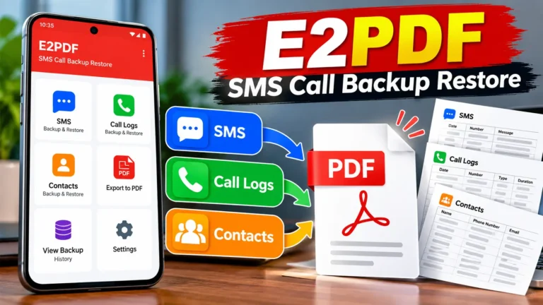 E2PDF SMS Call Backup Restore: SMS, Call Logs और Contacts का PDF कैसे बनाएं?